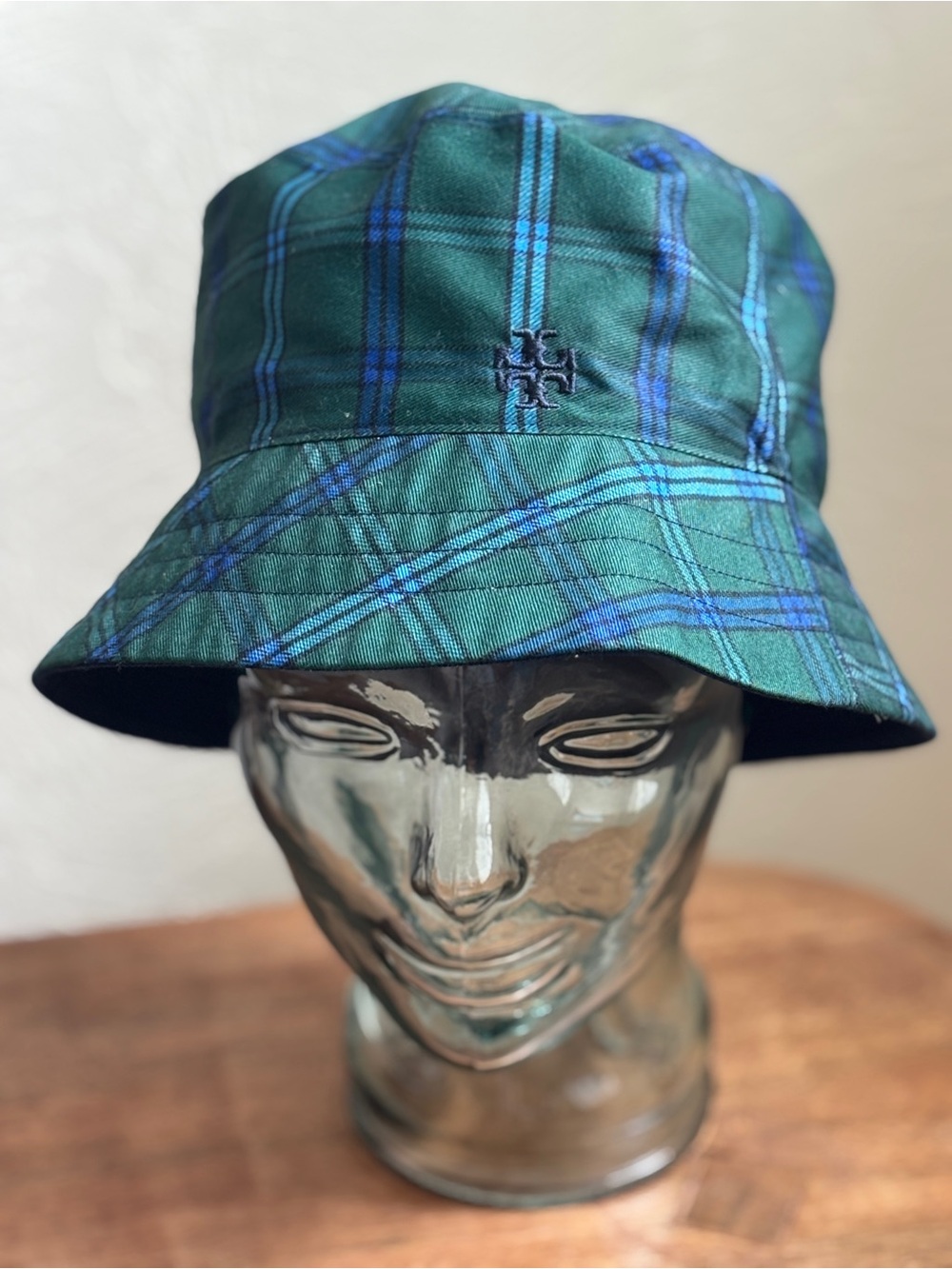 Tory Burch - Tory Sport Green Plaid / Navy reversible Bucket Hat - OS